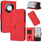For Honor X60 / X9c Smart Triangle Pattern Buckle Clasp Leather Phone Case(Red)