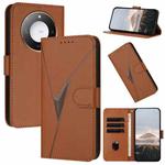 For Honor X60 / X9c Smart Triangle Pattern Buckle Clasp Leather Phone Case(Brown)