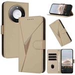 For Honor X60 / X9c Smart Triangle Pattern Buckle Clasp Leather Phone Case(Gold)