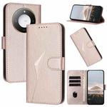 For Honor X60 / X9c Smart Triangle Pattern Buckle Clasp Leather Phone Case(Rose Gold)