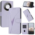 For Honor X60 / X9c Smart Triangle Pattern Buckle Clasp Leather Phone Case(Light Purple)