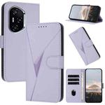 For Honor 400 Triangle Pattern Buckle Clasp Leather Phone Case(Light Purple)