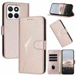 For Honor X8c 4G Triangle Pattern Buckle Clasp Leather Phone Case(Rose Gold)