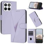 For Honor X8c 4G Triangle Pattern Buckle Clasp Leather Phone Case(Light Purple)
