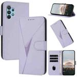 For Samsung Galaxy A32 4G Triangle Pattern Buckle Clasp Leather Phone Case(Light Purple)