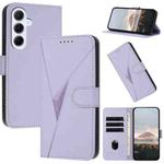 For Samsung Galaxy A56 5G Triangle Pattern Buckle Clasp Leather Phone Case(Light Purple)
