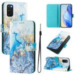 For Samsung Galaxy S20 FE 4G Art Colored Drawing Pattern Leather Phone Case(Ocean marble)