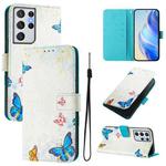 For Samsung Galaxy S21 Ultra 5G Art Colored Drawing Pattern Leather Phone Case(Butterfly house)