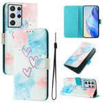 For Samsung Galaxy S21 Ultra 5G Art Colored Drawing Pattern Leather Phone Case(LOVE ME)