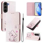 For Samsung Galaxy S23 FE 5G Art Colored Drawing Pattern Leather Phone Case(Cute cat)