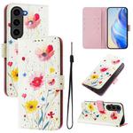 For Samsung Galaxy S23 FE 5G Art Colored Drawing Pattern Leather Phone Case(Flowers and plants)