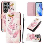 For Samsung Galaxy S23 Ultra 5G Art Colored Drawing Pattern Leather Phone Case(Flamingo)