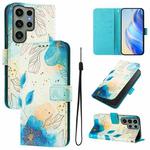 For Samsung Galaxy S23 Ultra 5G Art Colored Drawing Pattern Leather Phone Case(Flowering flowers)