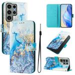 For Samsung Galaxy S23 Ultra 5G Art Colored Drawing Pattern Leather Phone Case(Ocean marble)