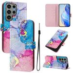 For Samsung Galaxy S23 Ultra 5G Art Colored Drawing Pattern Leather Phone Case(Colorful marble)