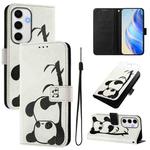 For Samsung Galaxy S24 FE 5G Art Colored Drawing Pattern Leather Phone Case(Panda)