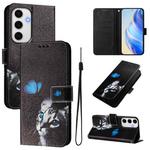 For Samsung Galaxy S24 FE 5G Art Colored Drawing Pattern Leather Phone Case(Butterfly cat)