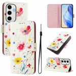 For Samsung Galaxy S24 FE 5G Art Colored Drawing Pattern Leather Phone Case(Flowers and plants)