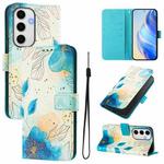 For Samsung Galaxy S24 FE 5G Art Colored Drawing Pattern Leather Phone Case(Flowering flowers)