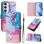 For Samsung Galaxy S24 FE 5G Art Colored Drawing Pattern Leather Phone Case(Colorful marble)