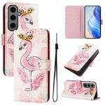 For Samsung Galaxy S24+ 5G Art Colored Drawing Pattern Leather Phone Case(Flamingo)