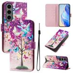 For Samsung Galaxy S24+ 5G Art Colored Drawing Pattern Leather Phone Case(Butterfly branch)