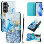 For Samsung Galaxy S24+ 5G Art Colored Drawing Pattern Leather Phone Case(Ocean marble)