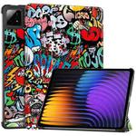 For Xiaomi Pad 7 / 7 Pro Custer Painted 3-Fold Stand Leather Smart Tablet Case(Graffiti)