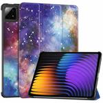 For Xiaomi Pad 7 / 7 Pro Custer Painted 3-Fold Stand Leather Smart Tablet Case(Milky Way)