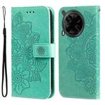 For Tecno Camon 30 4G / 5G Seven-petal Flowers Embossing Leather Phone Case(Green)