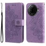 For Tecno Camon 30 Pro Seven-petal Flowers Embossing Leather Phone Case(Light Purple)