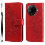 For Tecno Camon 30 Pro Seven-petal Flowers Embossing Leather Phone Case(Red)