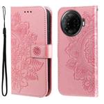 For Tecno Camon 30 Pro Seven-petal Flowers Embossing Leather Phone Case(Rose Gold)