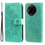 For Tecno Camon 30S / Camon 30S Pro Seven-petal Flowers Embossing Leather Phone Case(Green)