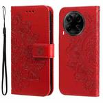 For Tecno Camon 30S / Camon 30S Pro Seven-petal Flowers Embossing Leather Phone Case(Red)