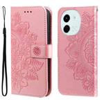 For Tecno Spark 30 5G / Pova 6 Neo 5G Seven-petal Flowers Embossing Leather Phone Case(Rose Gold)