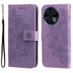 For Tecno Spark 30 Pro 4G Seven-petal Flowers Embossing Leather Phone Case(Light Purple)