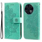 For Tecno Spark 30 Pro 4G Seven-petal Flowers Embossing Leather Phone Case(Green)