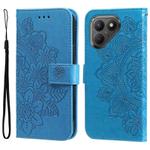 For Tecno Pova 7 5G Seven-petal Flowers Embossing Leather Phone Case(Blue)