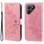 For Tecno Pova 7 5G Seven-petal Flowers Embossing Leather Phone Case(Rose Gold)