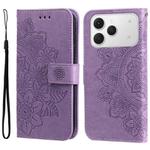 For Tecno Spark 40 4G Seven-petal Flowers Embossing Leather Phone Case(Light Purple)