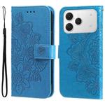 For Tecno Spark 40 4G Seven-petal Flowers Embossing Leather Phone Case(Blue)