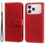 For Tecno Spark 40 4G Seven-petal Flowers Embossing Leather Phone Case(Red)