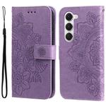For Tecno Spark 40 Pro  4G Seven-petal Flowers Embossing Leather Phone Case(Light Purple)