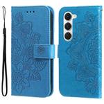 For Tecno Spark 40 Pro  4G Seven-petal Flowers Embossing Leather Phone Case(Blue)