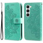 For Tecno Spark 40 Pro  4G Seven-petal Flowers Embossing Leather Phone Case(Green)