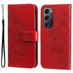 For Tecno Spark 40 Pro+ 4G Seven-petal Flowers Embossing Leather Phone Case(Red)