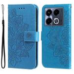 For Infinix Note 40 4G Seven-petal Flowers Embossing Leather Phone Case(Blue)