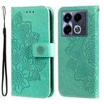 For Infinix Note 40 4G Seven-petal Flowers Embossing Leather Phone Case(Green)