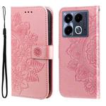 For Infinix Note 40 4G Seven-petal Flowers Embossing Leather Phone Case(Rose Gold)